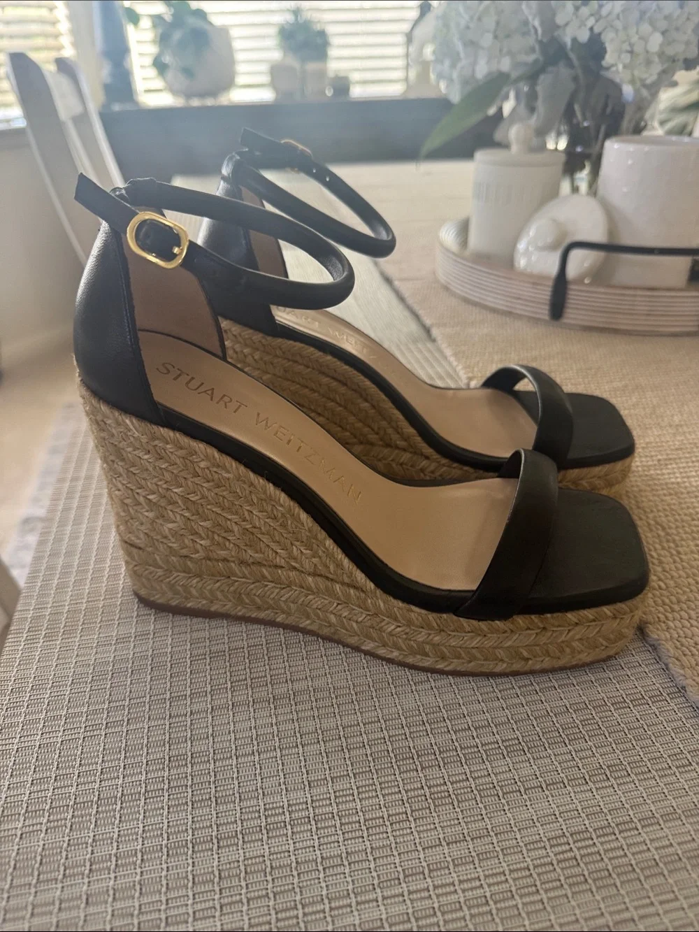 Stuart Weitzman black Nudistcurve wedge sandal Size 6.5 - Picture 2 of 2